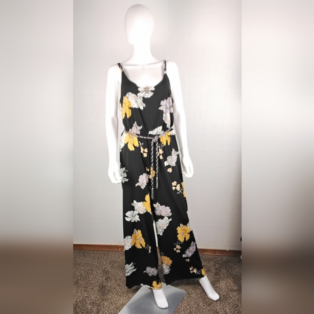 Maurices Black Floral Jumpsuit